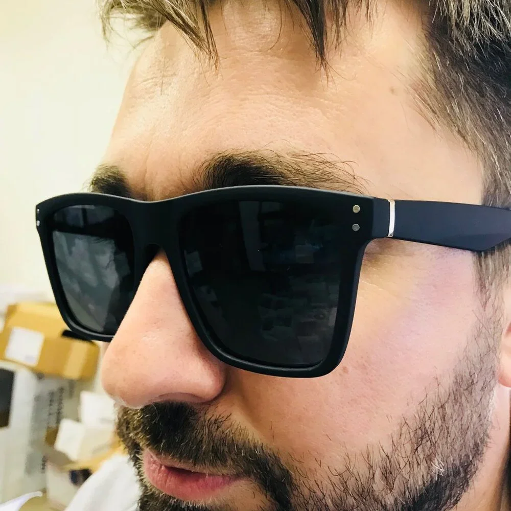 Men Sports Sunglasses Fashion Designer Retro Black Lens Outdoor Square Lentes‎